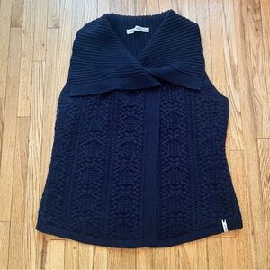Vtg Woolrich Navy Chunky Cable Knit Cabincore Preppy Cozy Sz L Sweater Vest